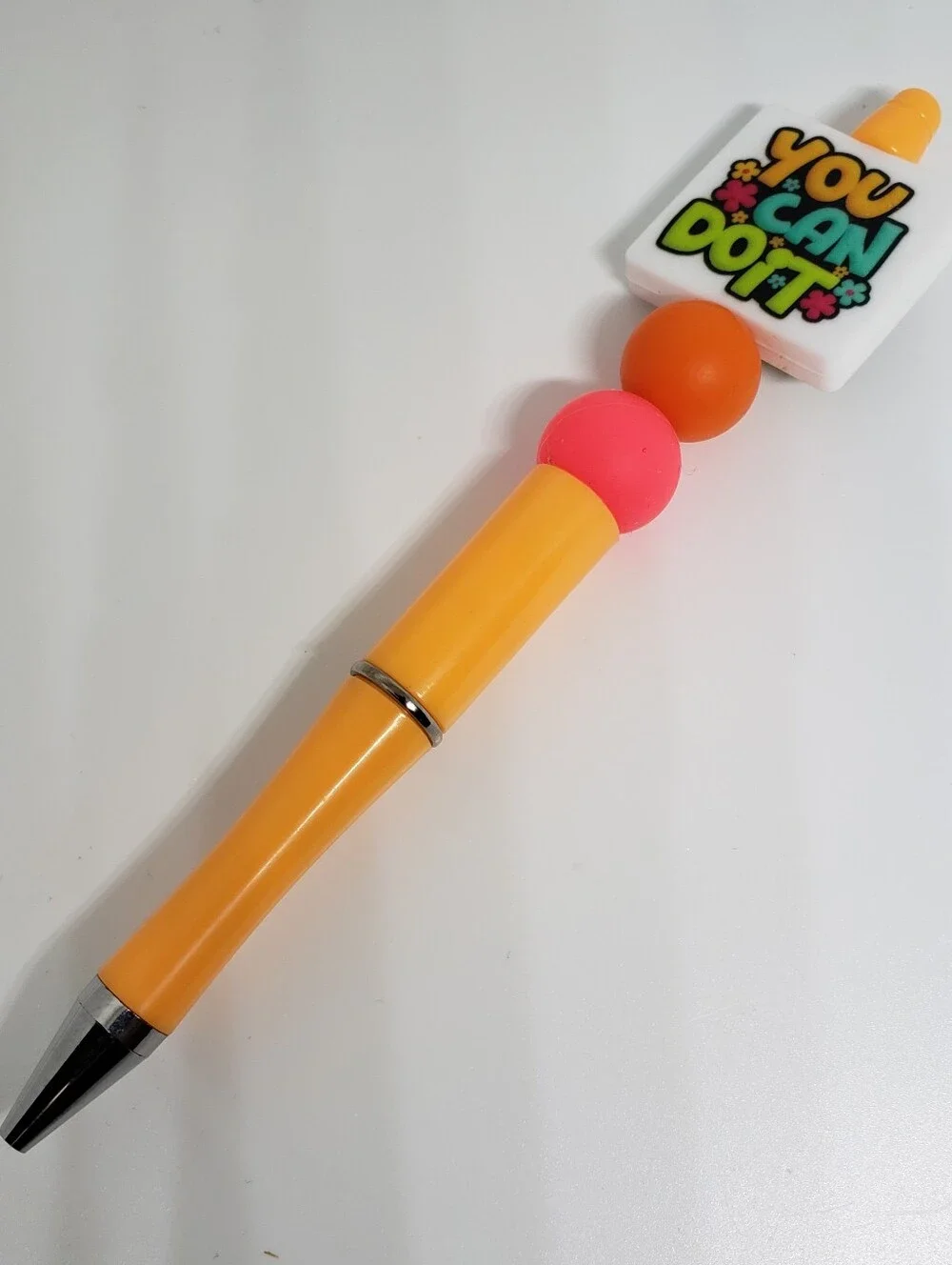 Handmade You Can Do It Silicone Focal Beaded Pen
